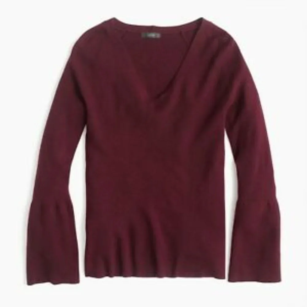 EUC J.Crew Peplum Sleeve V-Neck Sweater - Picture 1 of 4